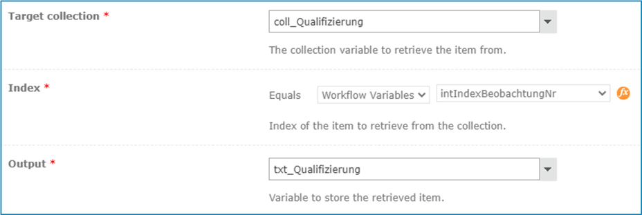 9. Nintex Workflow - Get item from Collection Konfiguration